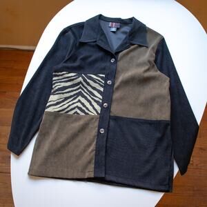 Vintage Earthy Animal Print Button up Size Petite 10